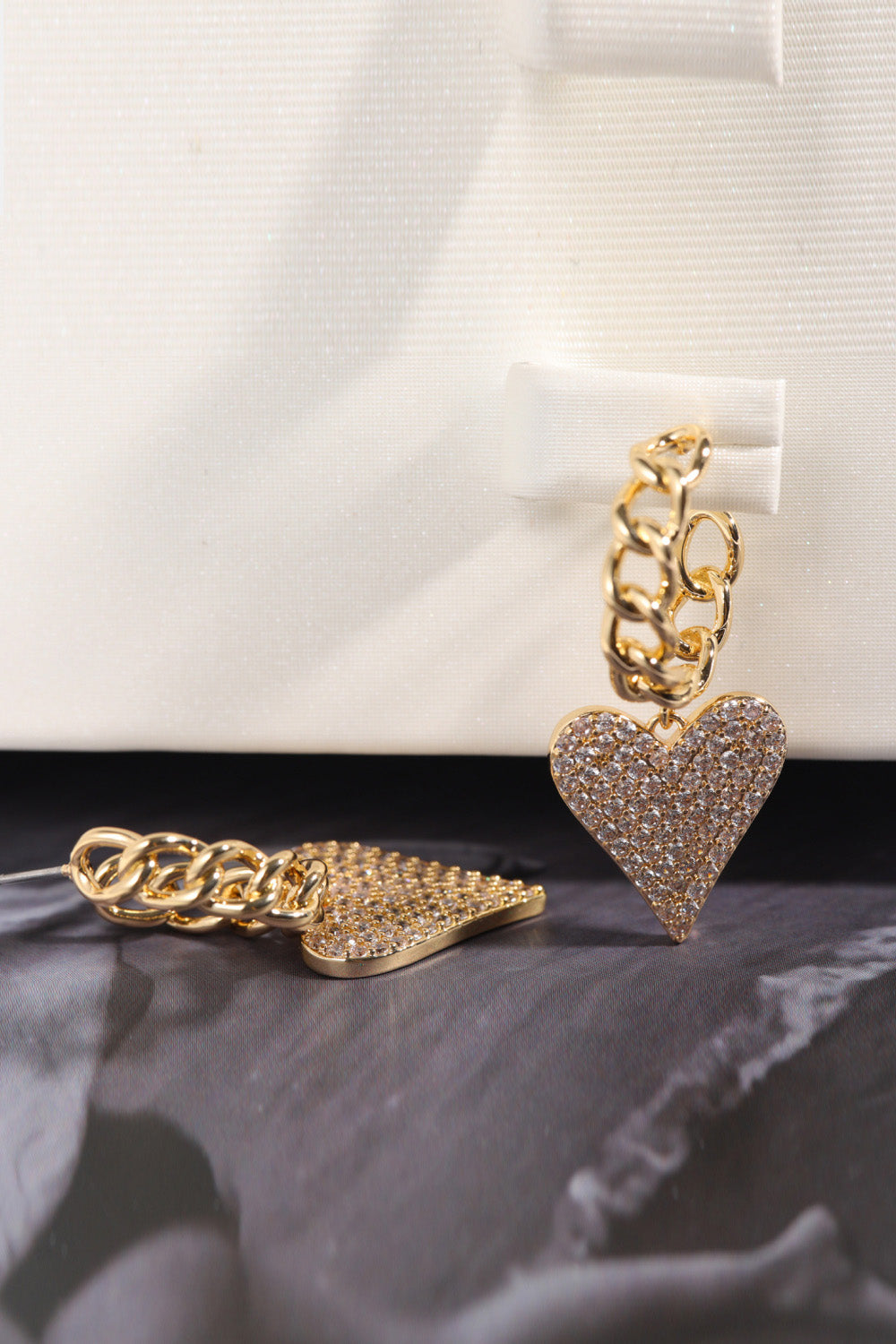 Heart C-Hoop Drop Earrings
