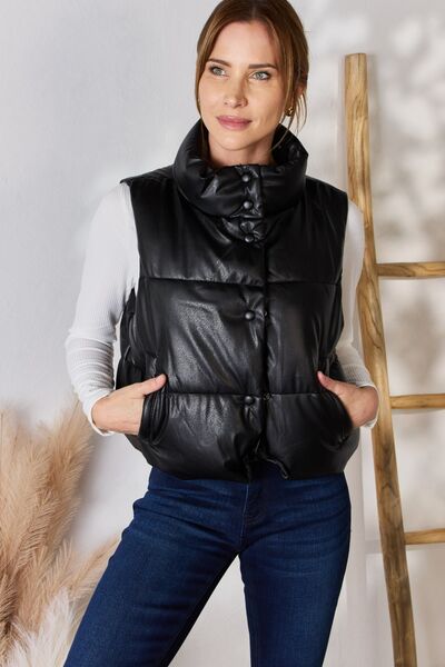 Faux Leather Vest Jacket