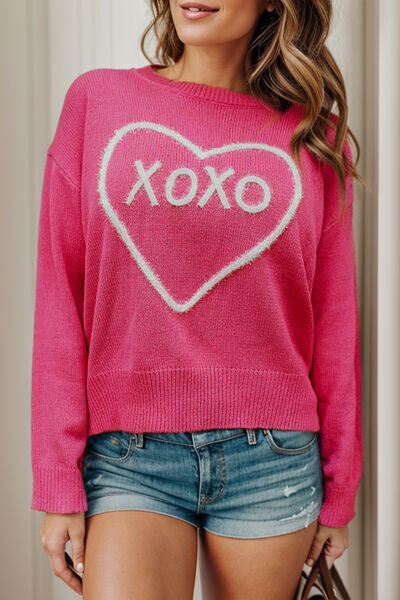 XOXO Heart Embroidered Sweater