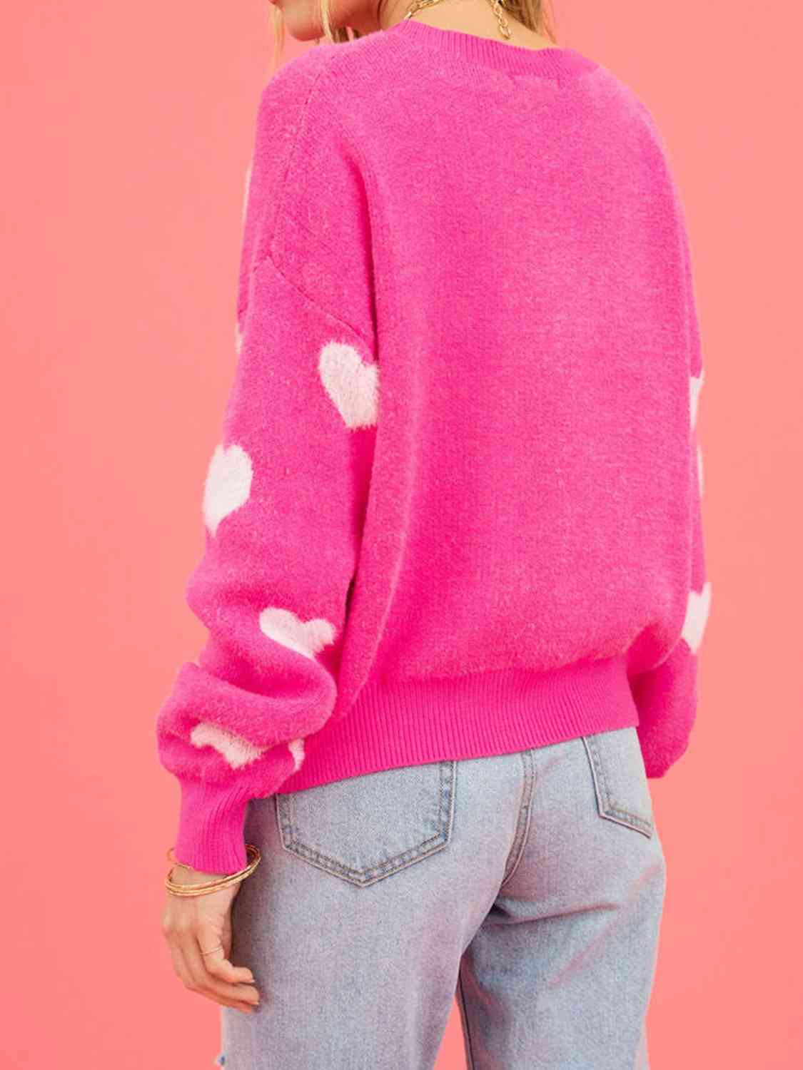 Hot Pink Heart Sweater