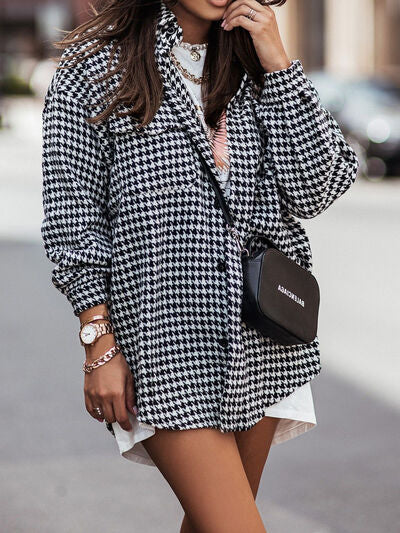 Houndstooth Dropped Shoulder Jacket